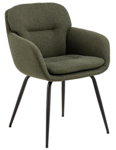 Dora spisebordsstol i metal og polyester H84 cm - Sort/Mørkegrøn