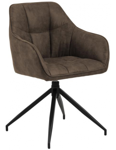 Bren rotérbar spisebordsstol i metal og microfiber polyester H84,5 cm - Sort/Brun