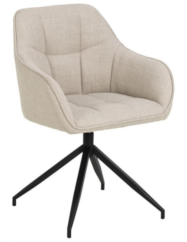 Bren rotérbar spisebordsstol i metal og polyester H84,5 cm - Sort/Beige