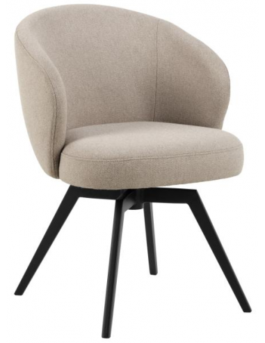 Lene rotérbar spisebordsstol i metal og polyester H80 cm - Sort/Beige