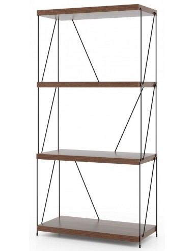 Bogreol i metal og møbelplade H105 x 60 x 29,5 cm - Sort/Brun