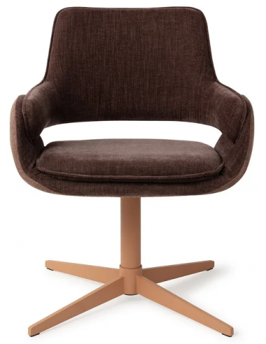 Oketo rotérbar loungestol i polyester H80 cm - Mat lysebrun/2-tonet valnød