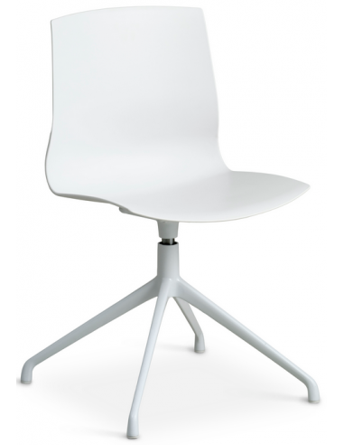 LIVA rotérbar spisebordsstol i metal og PVC H82 cm - Hvid/Hvid