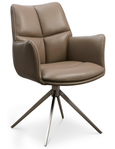 Lilly rotérbar spisebordsstol i læder H91 cm - Alugrå/Nougat