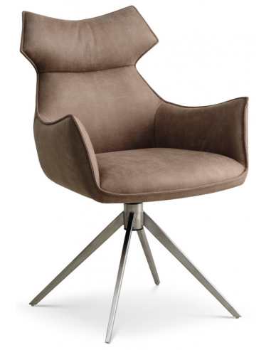 Liv rotérbar spisebordsstol i microlæder H90 cm - Alugrå/Vintage leverbrun