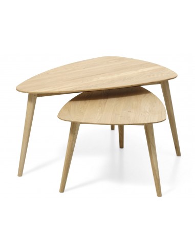 Bean sæt med 2 x sofaborde i egetræ og egetræsfinér - Olieret eg