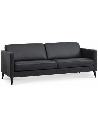 Askset 3-personers sofa i semi-anilin læder B214 x D86 cm - Sort/Sort