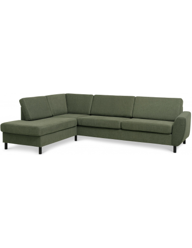Wendy venstrevendt chaiselongsofa i polyester B279 x D197 cm - Sort/Mosgrøn