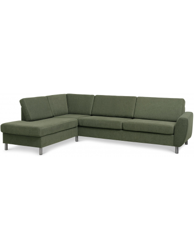 Wendy venstrevendt chaiselongsofa i polyester B279 x D197 cm - Børstet alugrå/Mosgrøn