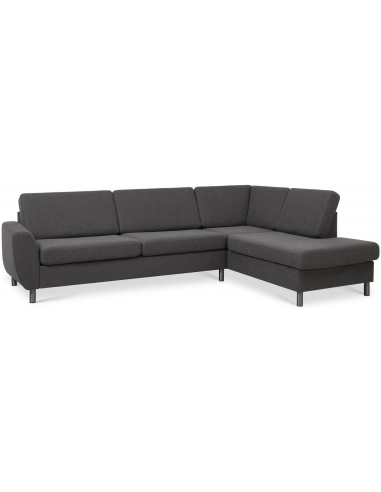 Wendy højrevendt chaiselongsofa i polyester B279 x D197 cm - Børstet alugrå/Antracit
