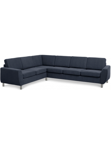 Wendy hjørnesofa i polyester B295 x D230 cm - Børstet alugrå/Dyb blå