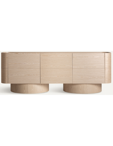 Prayssac sideboard i egetræ og egetræsfinér B220 cm - Hvidtet eg