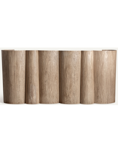 Kleit bardisk i akacietræ og marmor B243 cm - Rustik natur/Mat sort marmor