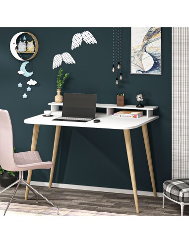 Hammar skrivebord i træ og møbelplade H73,8 - 83,6 x B90 x D60 cm - Hvid/Natur