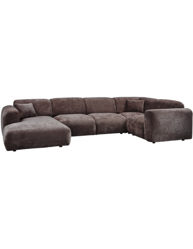 CLOUD Højrevendt U-sofa i chenille 345 x 198 cm - Varm brun
