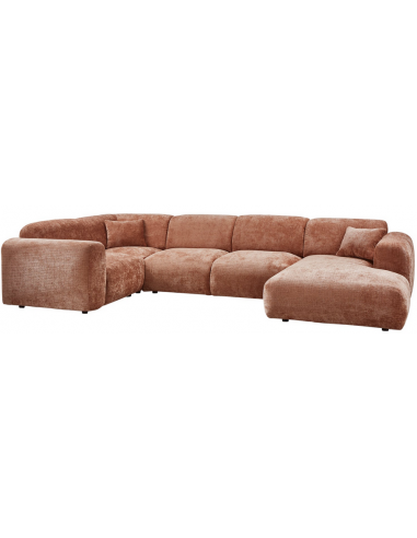 CLOUD Venstrevendt U-sofa i chenille 345 x 198 cm - Terracotta