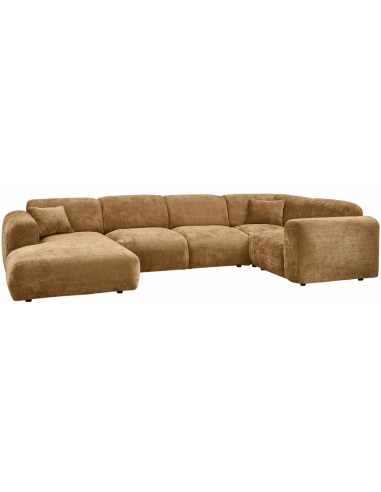 CLOUD Højrevendt U-sofa i chenille 345 x 198 cm - Honninggul