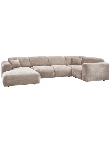 CLOUD Højrevendt U-sofa i chenille 345 x 198 cm - Natur