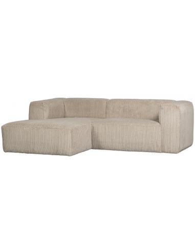 BEAN Venstrevendt chaiselongsofa i ribcord 254 x 178 cm - Travertin