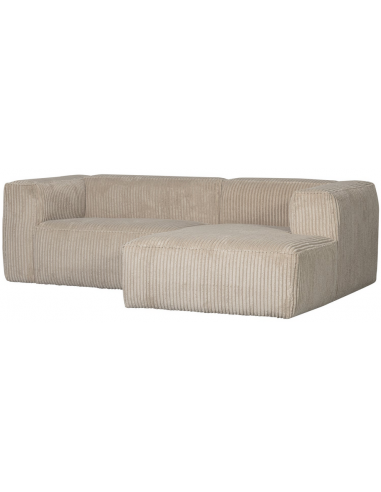 BEAN Højrevendt chaiselongsofa i ribcord 254 x 178 cm - Travertin