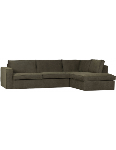 FREDDIE Højrevendt chaiselongsofa i polyster 283 x 197 cm - Varm grøn
