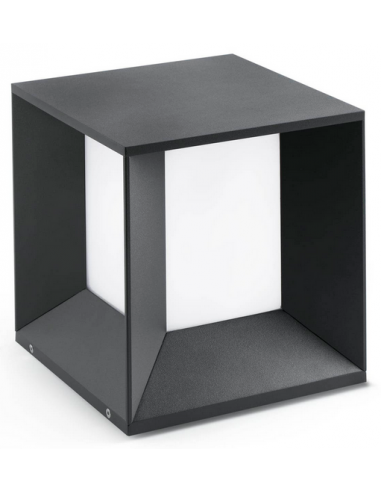 MILA Bedlampe i aluminium og polycarbonat H24 cm 13W LED - Mørkegrå/Hvid