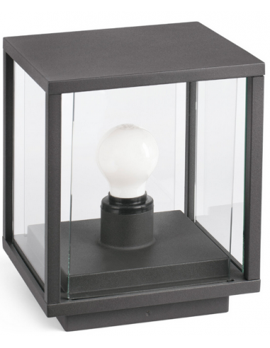 NALA Bedlampe i aluminium og glas H22 cm 1 x E27 - Mørkegrå/Klar