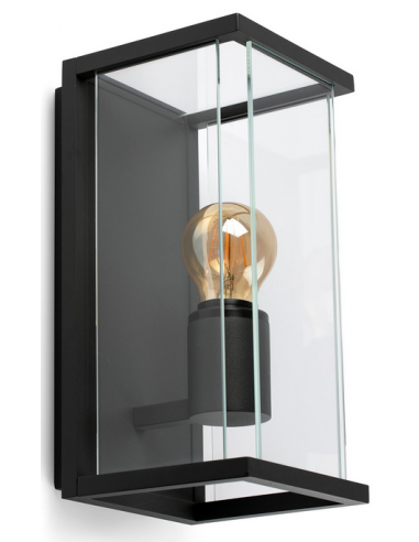 NALA Udendørs væglampe i aluminium og glas H29 cm 1 x E27 - Mørkegrå/Klar