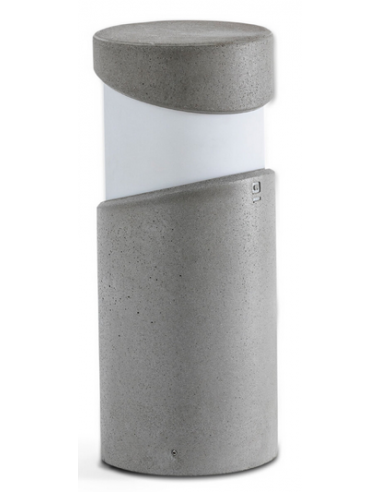 BLOCK Bedlampe i beton og glas H35 cm 1 x E27 - Betongrå/Hvid