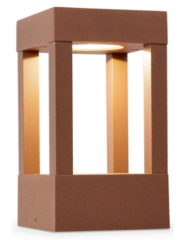 AGRA Bedlampe i aluminium og glas H20 cm 9W LED - Rustbrun/Klar