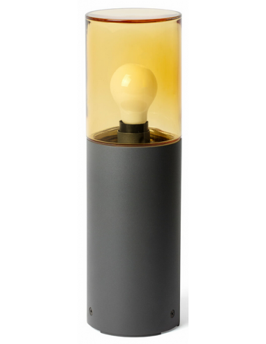 KILA Bedlampe i aluminium og glas H40 cm 1 x E27 - Mørkegrå/Rav