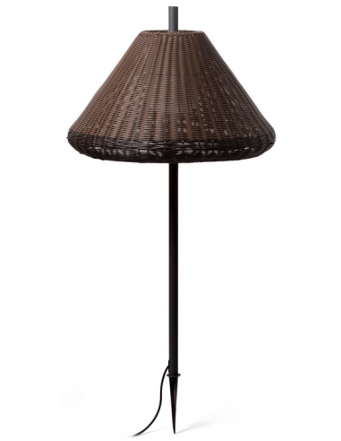 SAIGON Udendørs bedlampe i aluminium og polyrattan H100 cm 1 x E27 - Mørkegrå/Brun