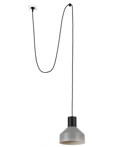 KOMBO Loftlampe transportabel med strømstik Ø20 cm 1 x E27 - Sort/Grå