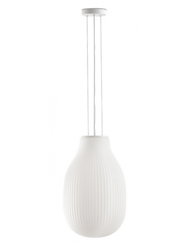 ISABELLE Loftlampe i stål og opalglas Ø31 cm 1 x E27 - Hvid/Opalhvid