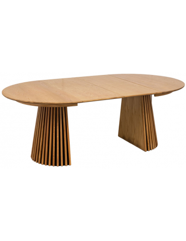 Rundt spisebord med udtræk i MDF og egetræsfinér Ø120 x 120 - 160 - 200 cm - Eg