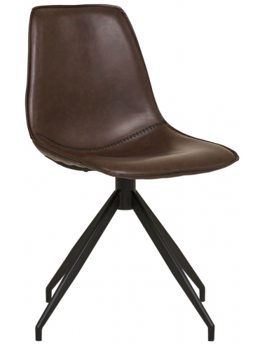 Spisebordsstol med drejefod i metal og PU-læder H86 cm - Sort/Mørkebrun