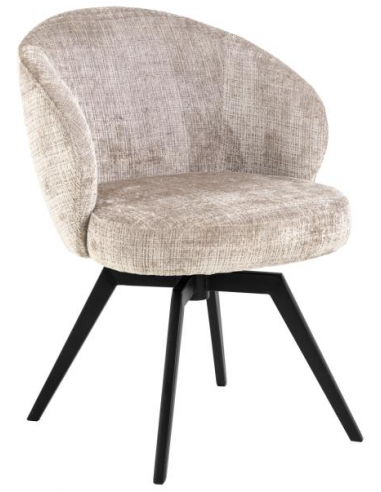 Lene rotérbar spisebordsstol i metal og chenille H80 cm - Sort/Beige