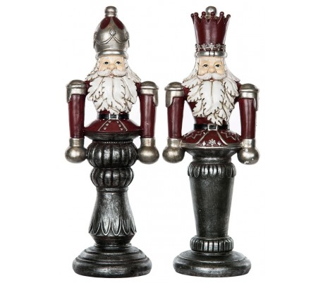 Nøddeknækker soldat i polyresin assorteret H40 cm - Antik rød