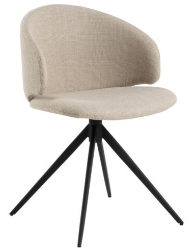 Elaine rotérbar spisebordsstol i metal og polyester H78 cm - Sort/Beige