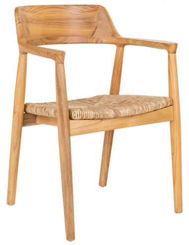 Tafe spisebordsstol med armlæn i sungkai træ og rattan H78 cm - Natur/Natur