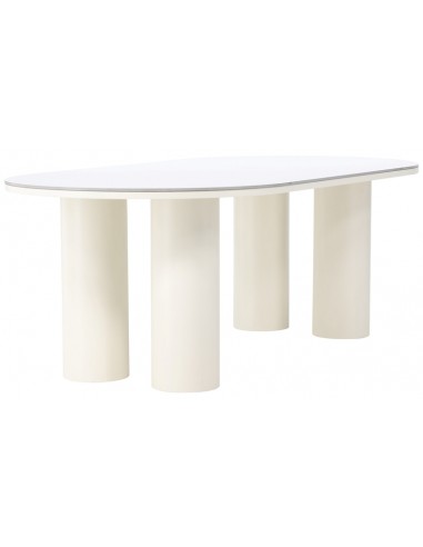 HAVSTEN Ovalt spisebord i mdf H75 x B220 x D110 cm - Beige/Grå