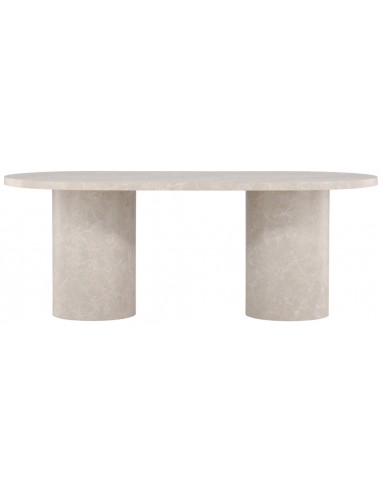 VIK Ovalt spisebord i mdf H75 x B200 x D100 cm - Beige marmoriseret