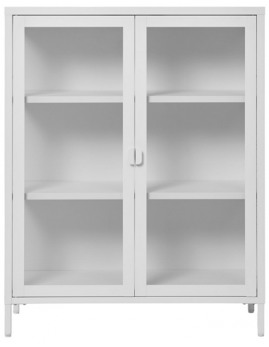 Bris skænk i metal og glas H101,5 x B80 x D40 cm - Hvid/Klar