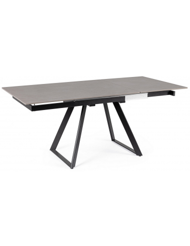 Reeta spisebord med udtræk i stål og porcelæn 120 - 180 x 90 cm - Sort/Gråt stenlook