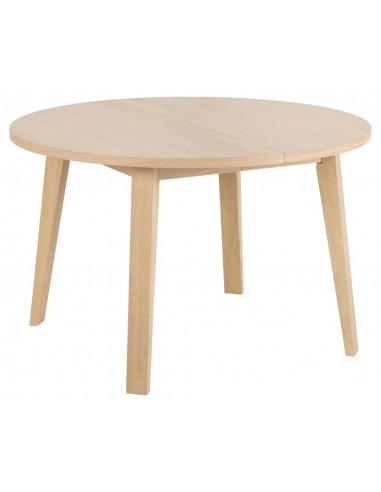 Line rundt spisebord med udtræk i egetræsfinér H75 x Ø120 - 220 cm - Hvidpigmenteret eg