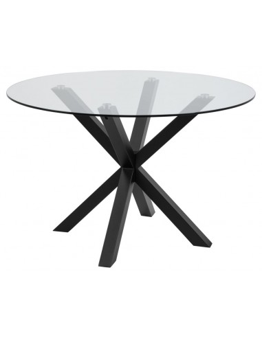 Aven rundt spisebord i stål og glas H75,5 x Ø119 cm - Sort/Klar
