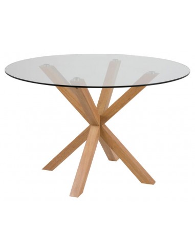 Aven rundt spisebord i stål og glas H75,5 x Ø119 cm - Egefolieret/Klar