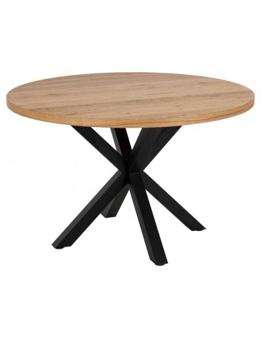 Aven rundt spisebord i stål og egetræsfinér H76,4 x Ø120 cm - Sort/Olieret vild eg