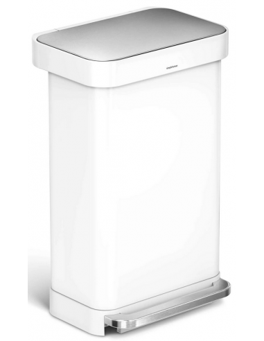 Pedalspand i rustfri stål 45 liter H65,5 x B40,5 x D33,8 cm - Hvid/Børstet stål