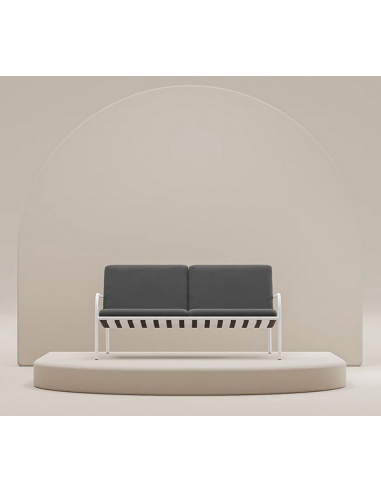 Metallbude Cruz loungesofa i højstyrkestål og akryl H70 x B168 x D63 cm - Hvid/Grå